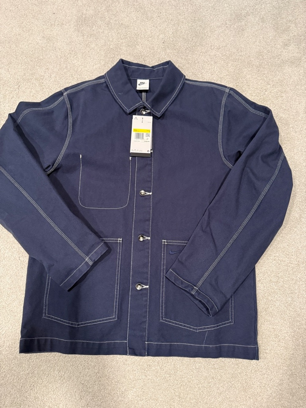 Nike Denim NWT Navy Blue Jacket with White Stitching